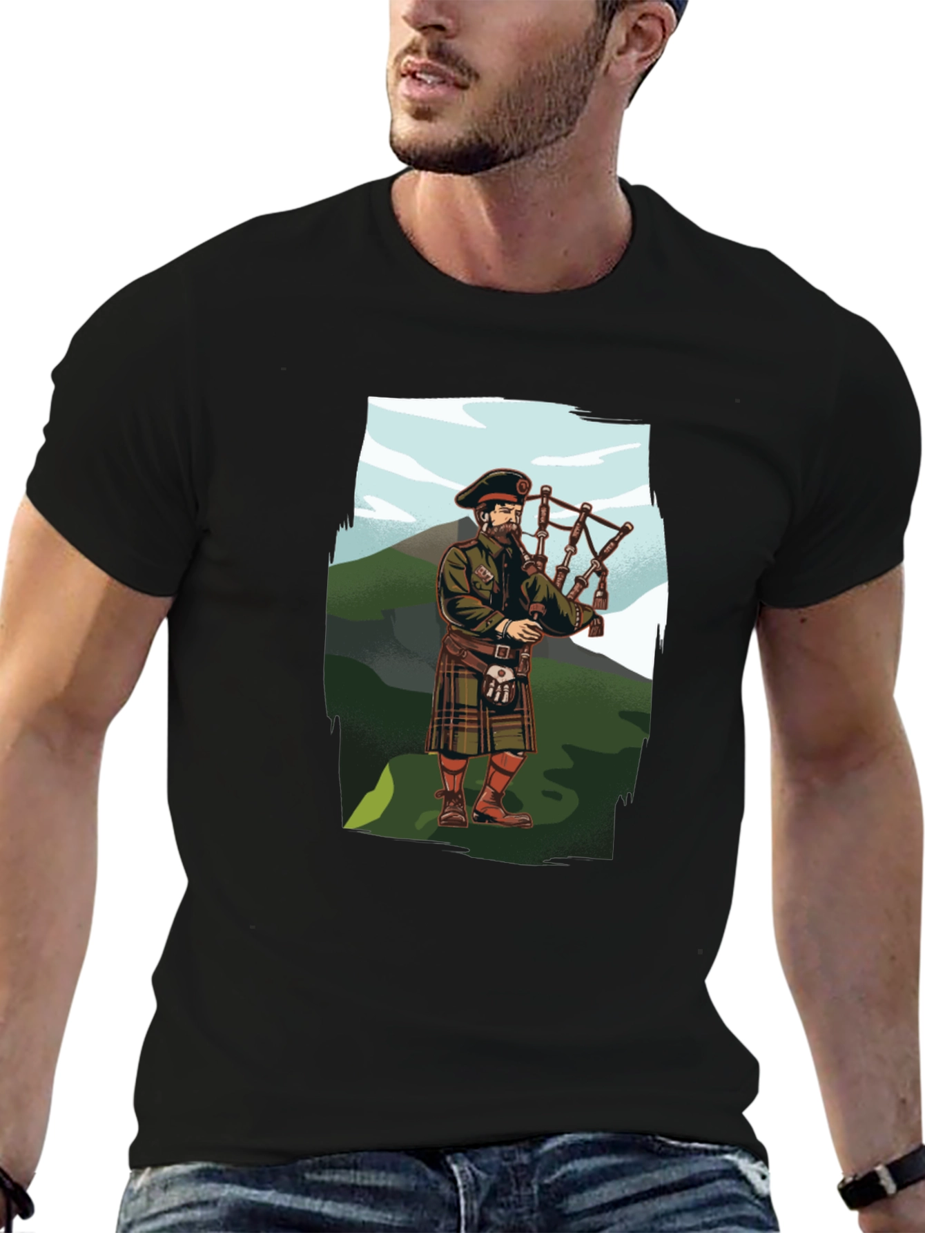 Bagpiper Graphic Tee - Scottish Pride