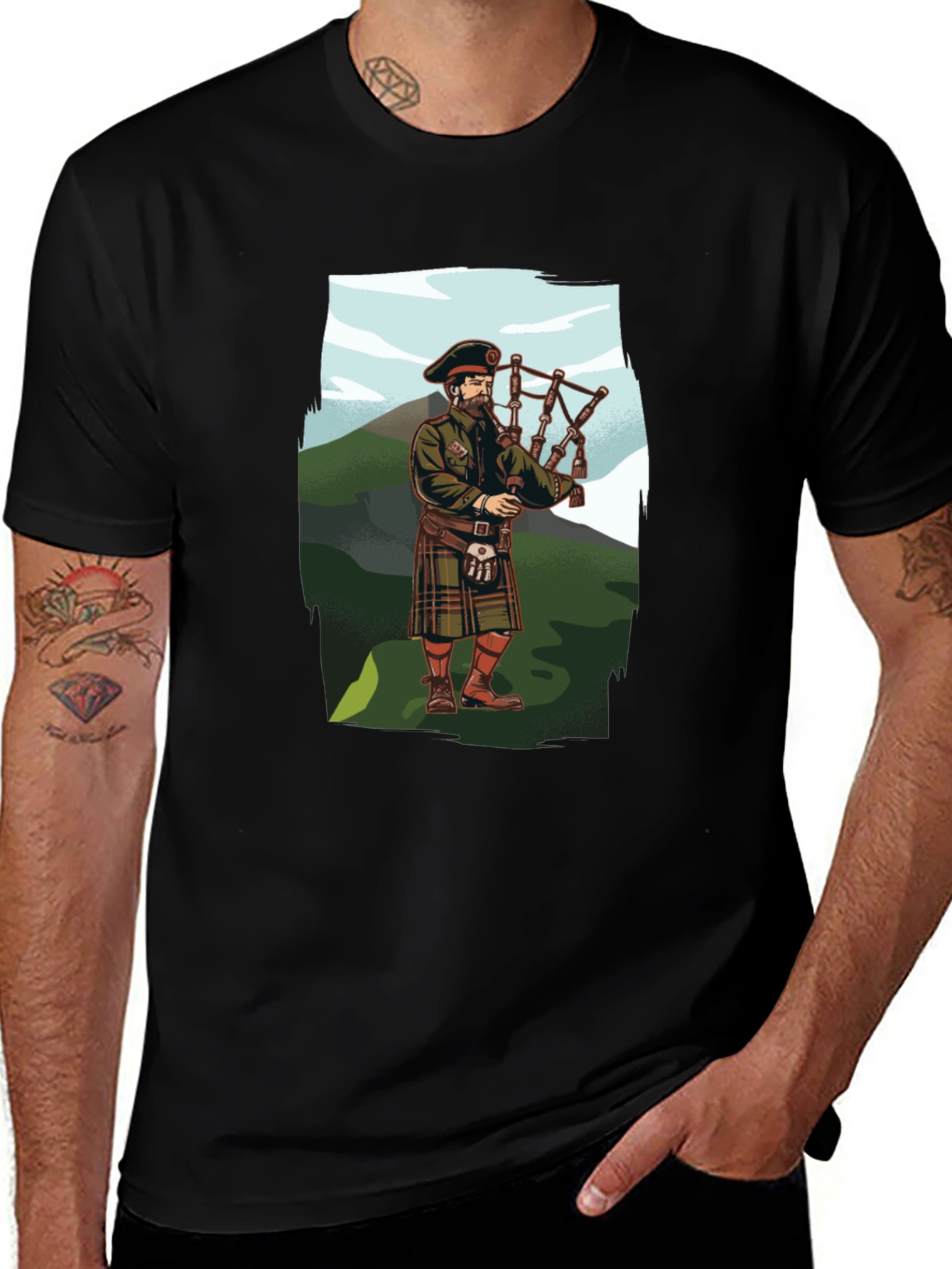 Bagpiper Graphic Tee - Scottish Pride