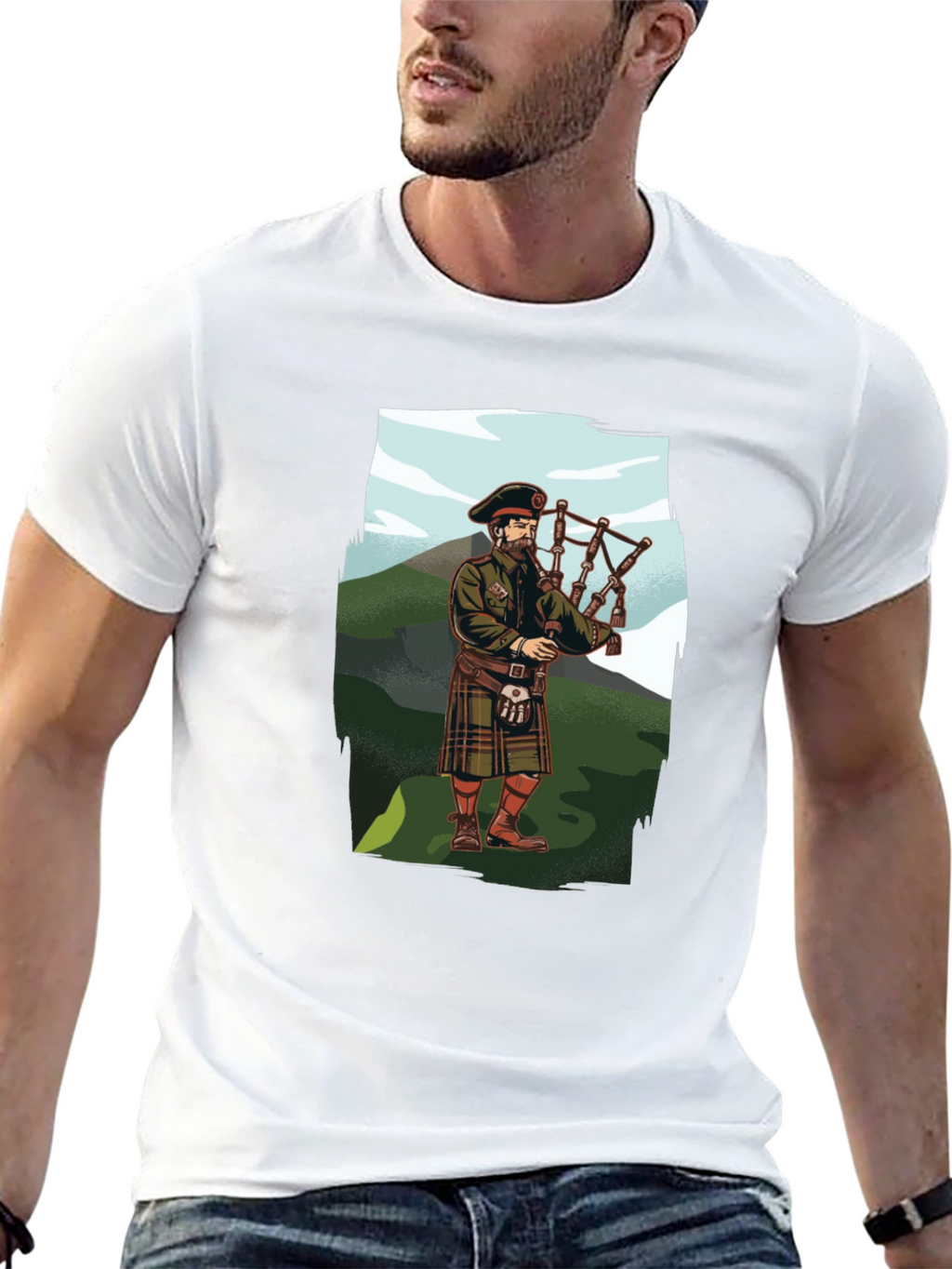 Bagpiper Graphic Tee - Scottish Pride