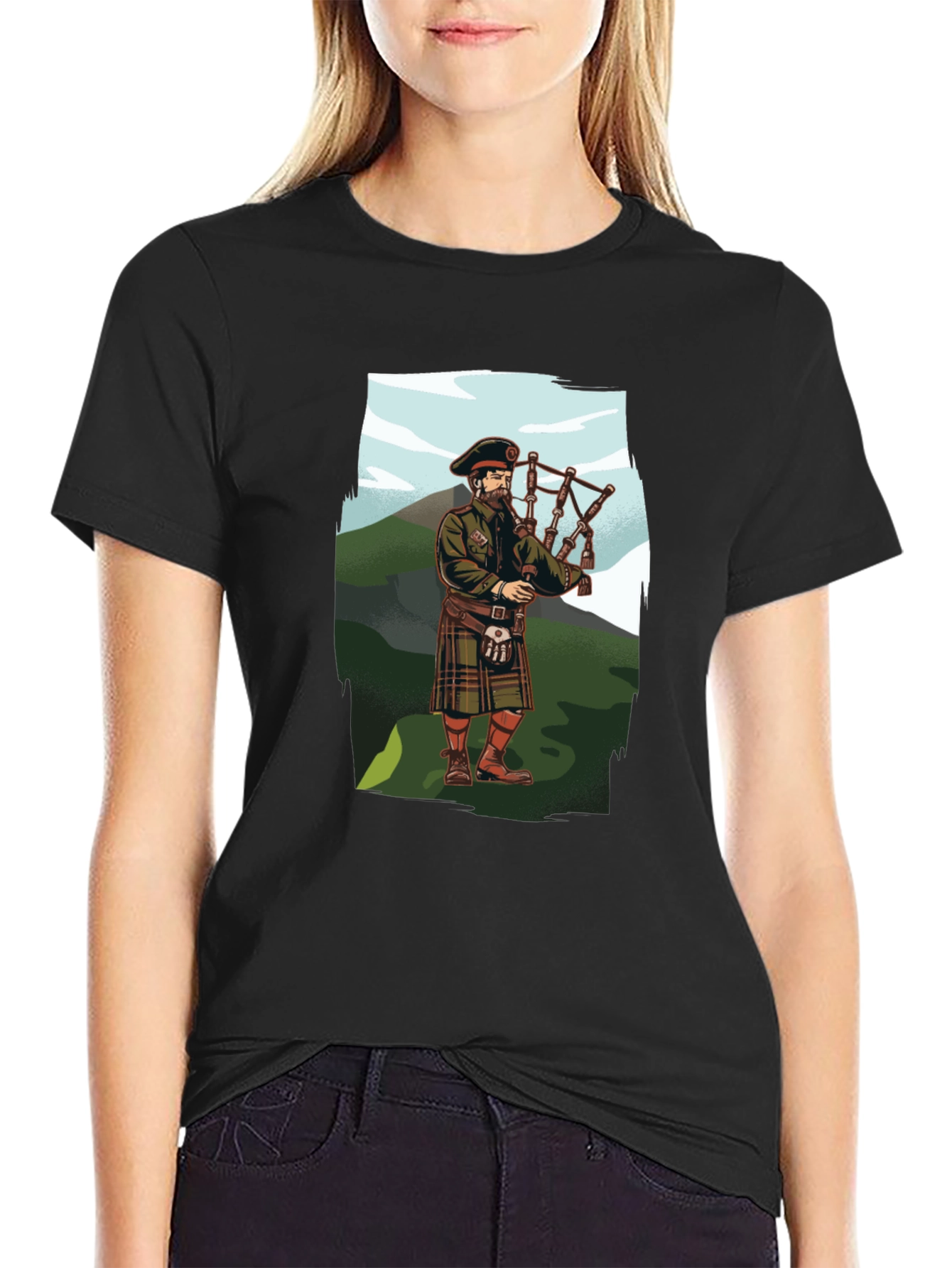 Bagpiper Graphic Tee - Scottish Pride