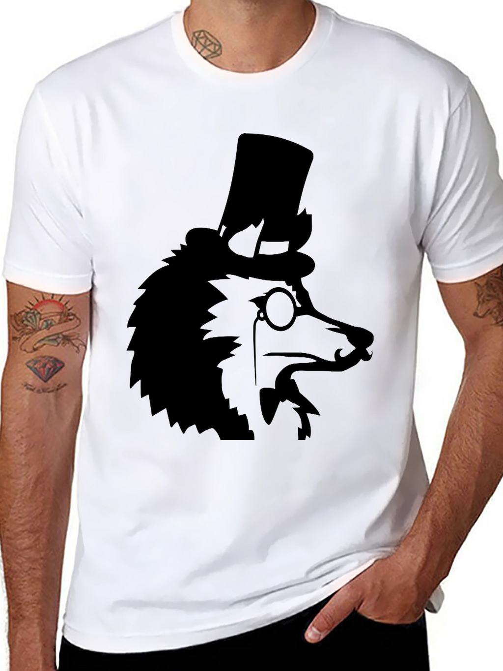 Dapper Dog Top Hat T-Shirt - Black