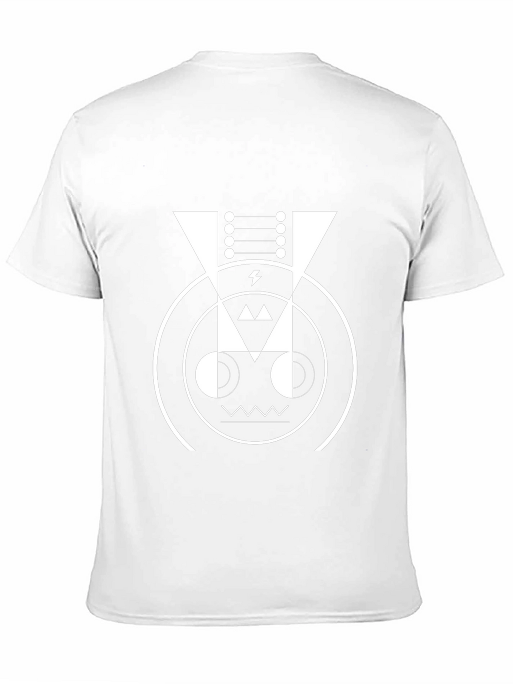 Geometric Robot Face Graphic Tee - Black Cotton Blend