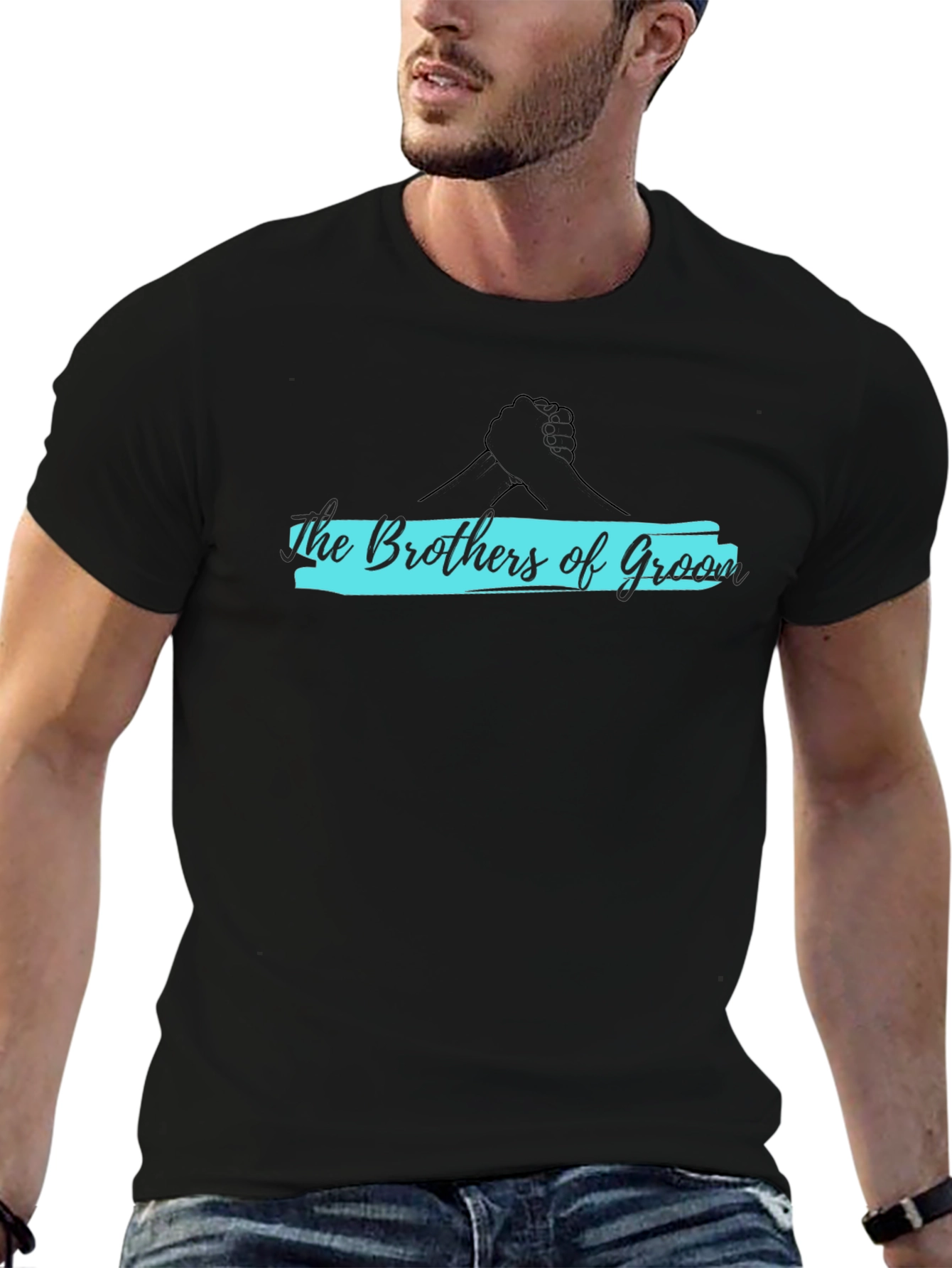 Brothers of Groom Black Crew Neck T-Shirt