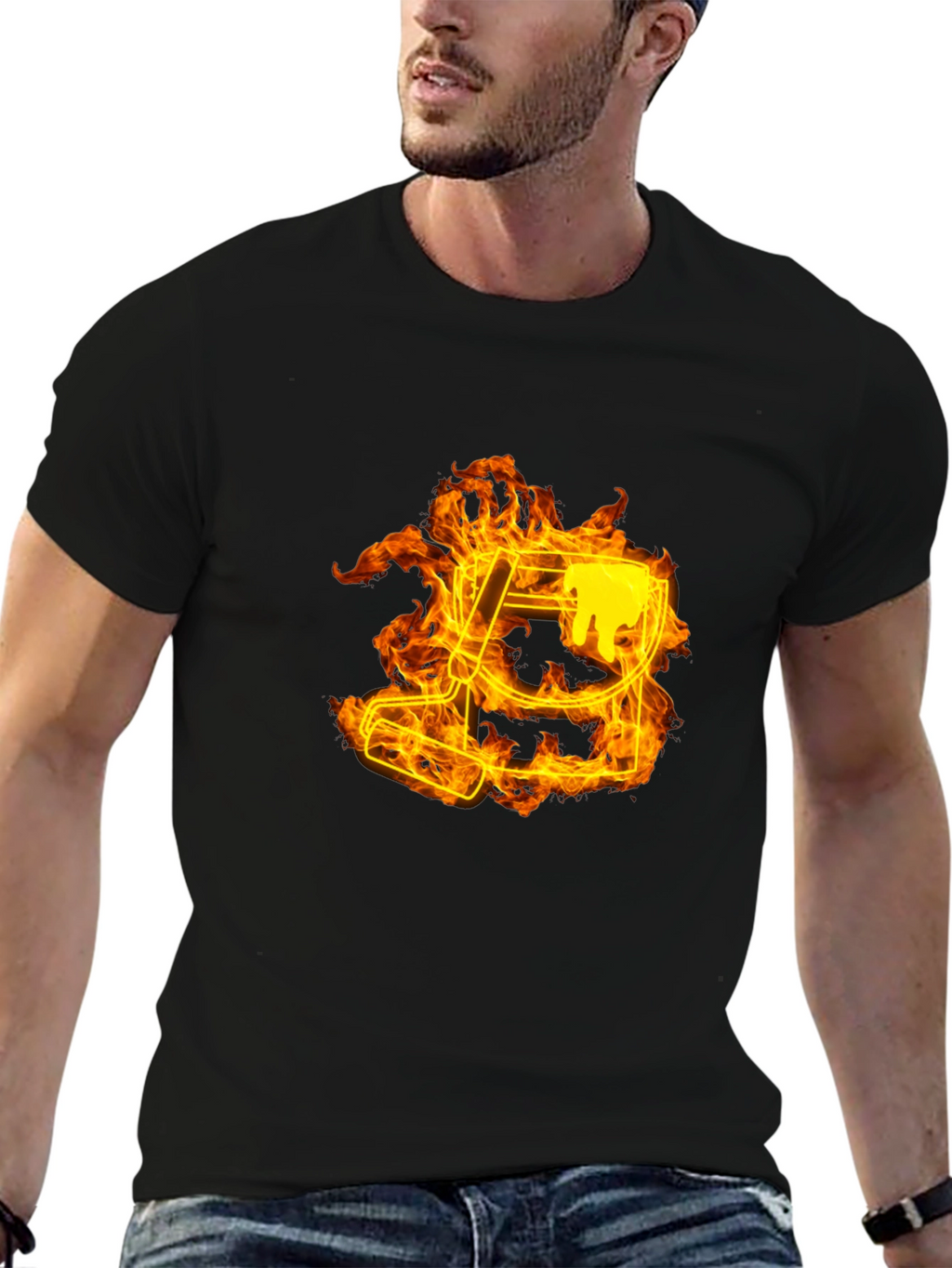 Flaming Paint Bucket Graphic Tee - Cool Artistic Design