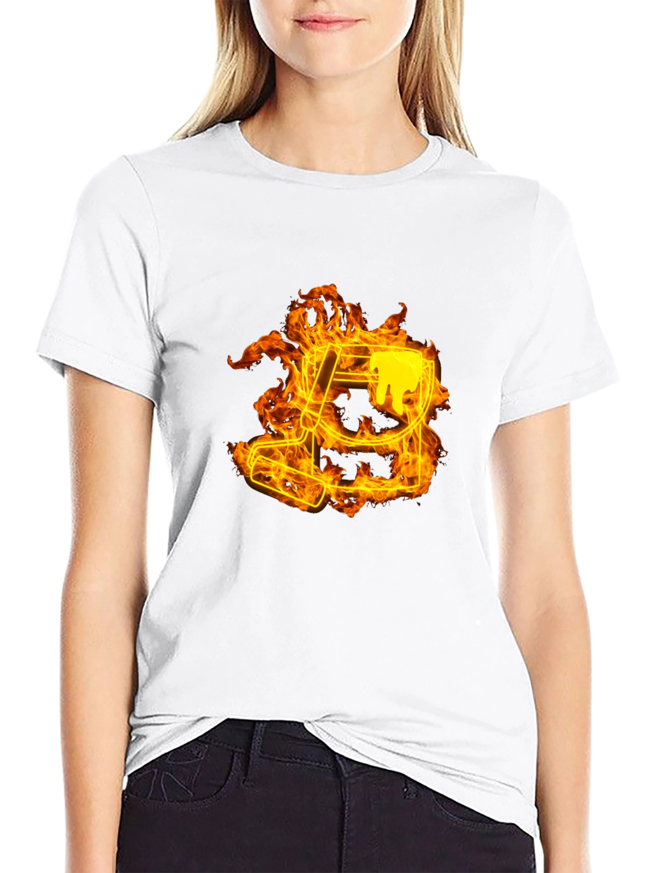 Flaming Paint Bucket Graphic Tee - Cool Artistic Design