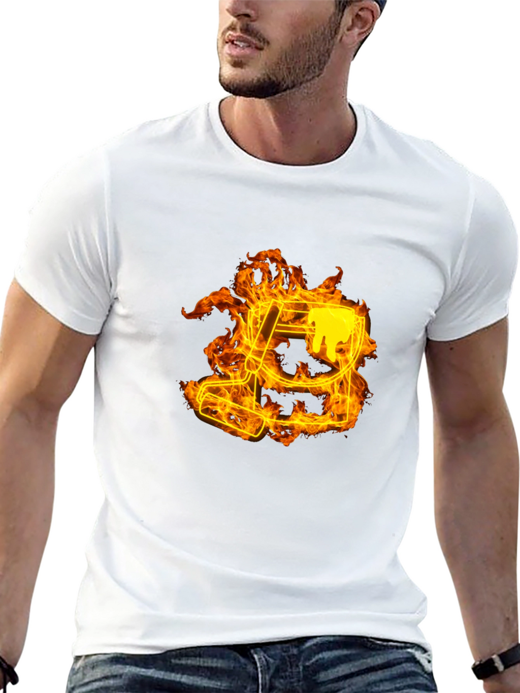 Flaming Paint Bucket Graphic Tee - Cool Artistic Design