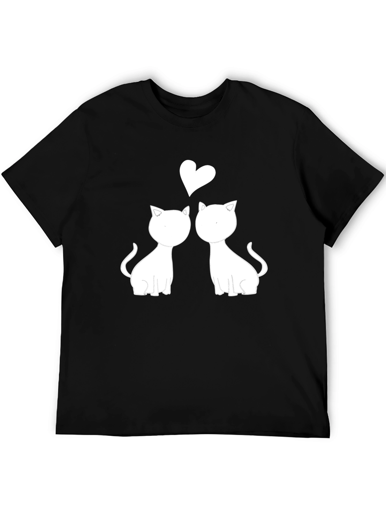 Cute Cats in Love Graphic Tee - Black