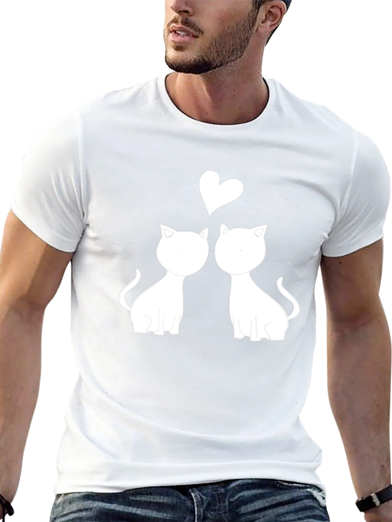 Cute Cats in Love Graphic Tee - Black