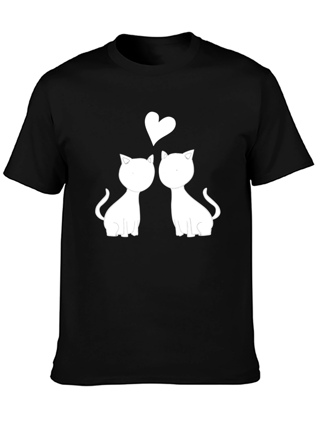 Cute Cats in Love Graphic Tee - Black