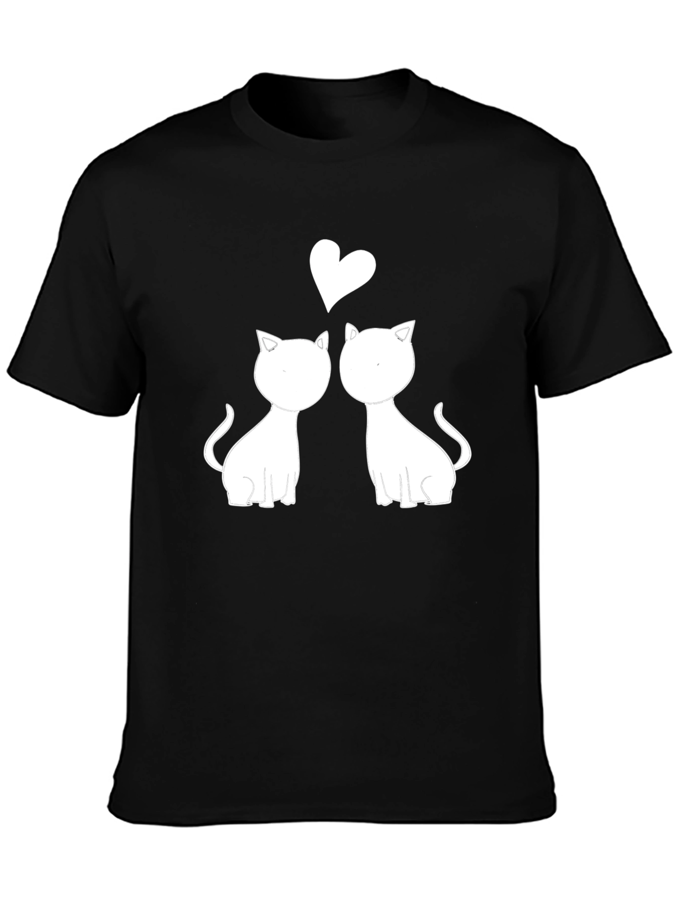 Cute Cats in Love Graphic Tee - Black