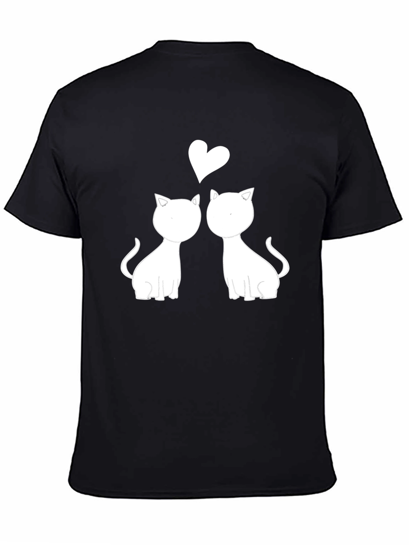 Cute Cats in Love Graphic Tee - Black