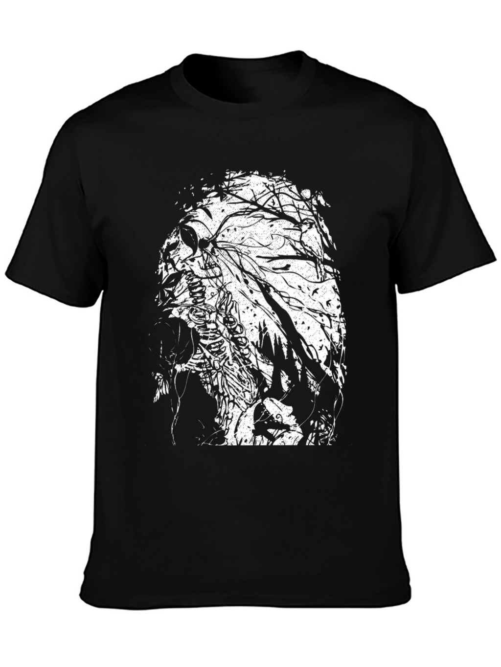 Skull & Tree Branch Graphic Black T-Shirt