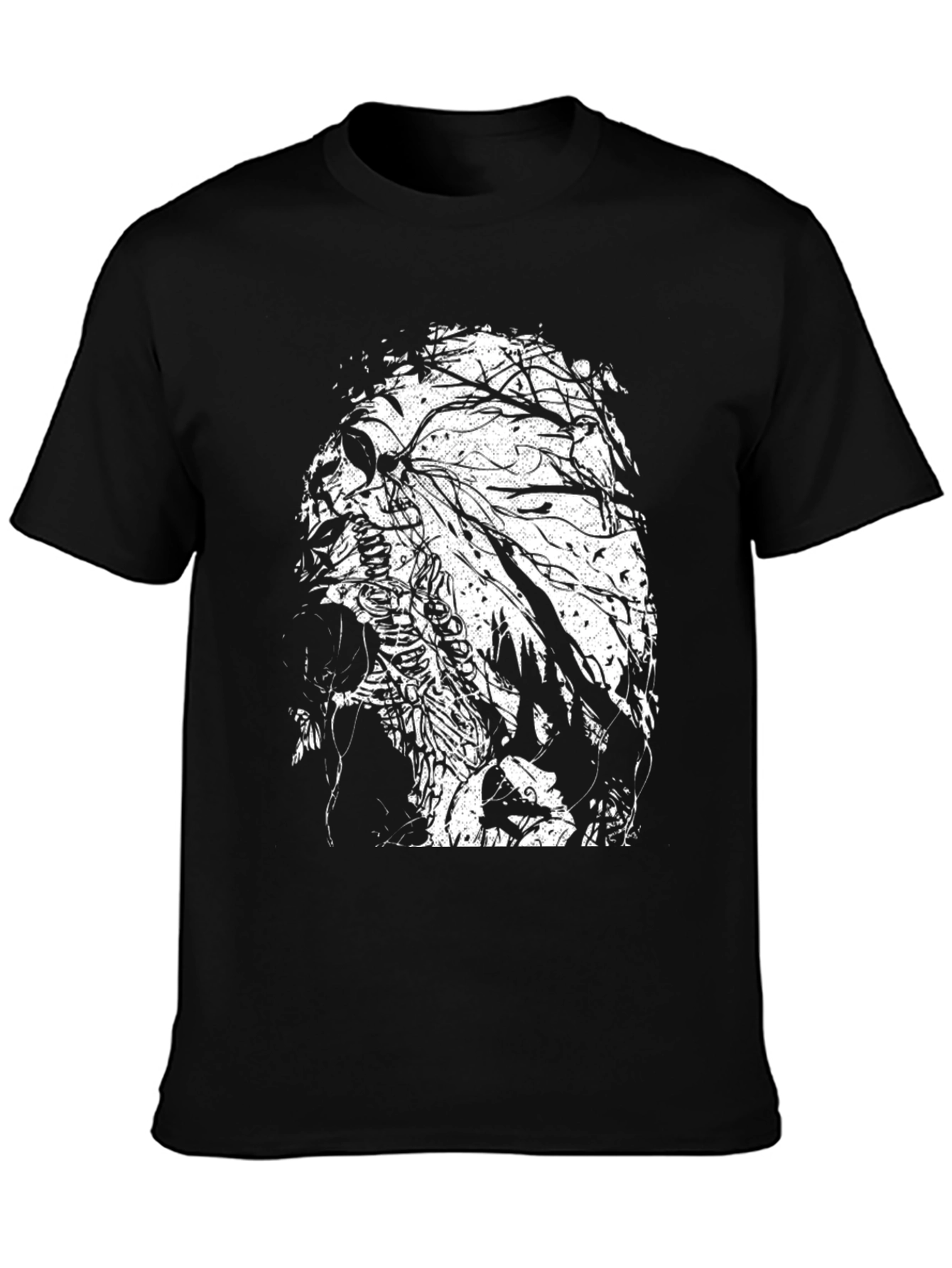 Skull & Tree Branch Graphic Black T-Shirt