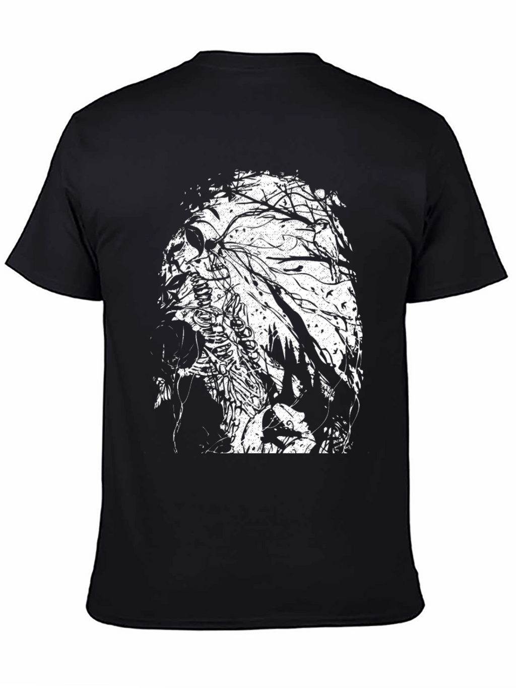Skull & Tree Branch Graphic Black T-Shirt