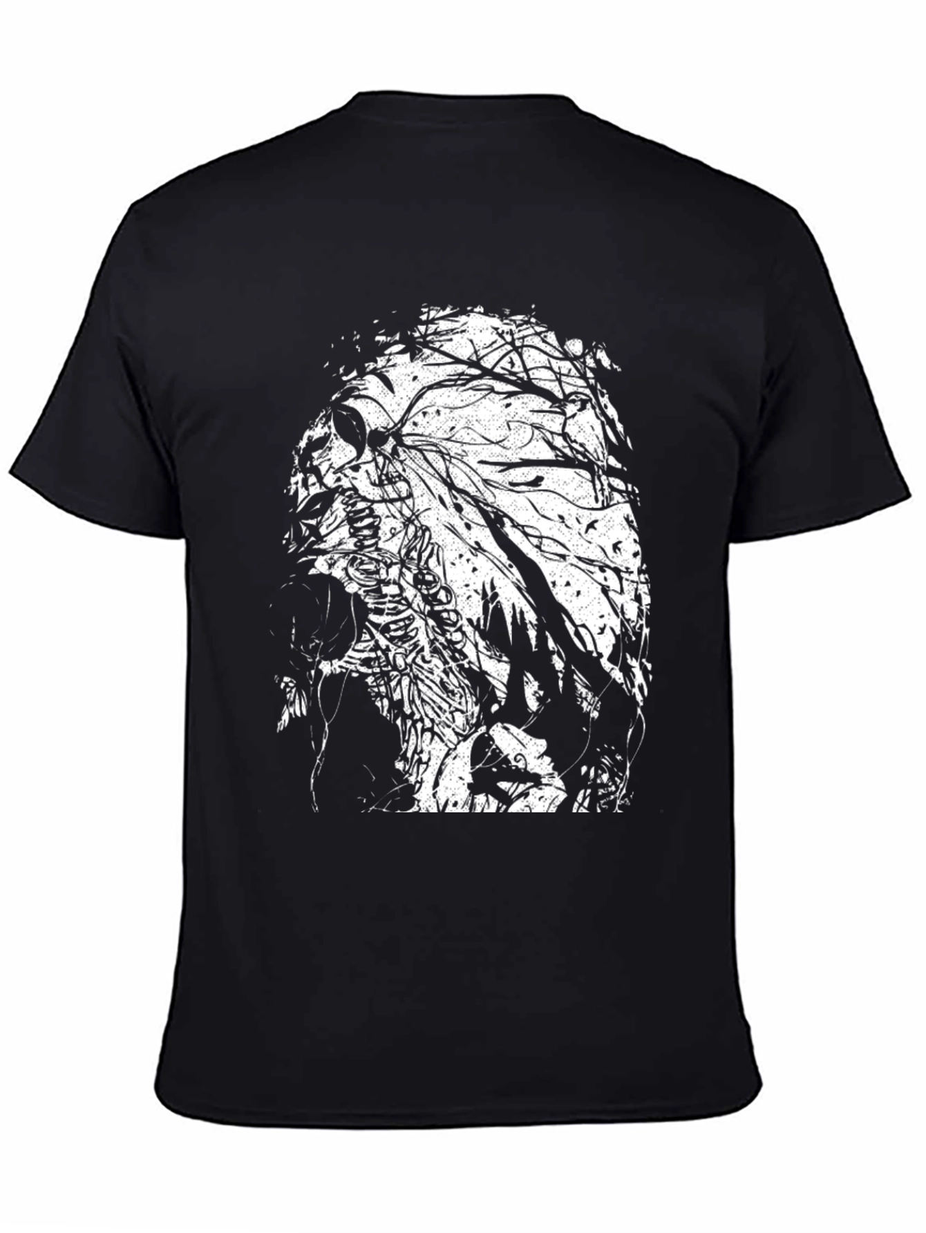 Skull & Tree Branch Graphic Black T-Shirt