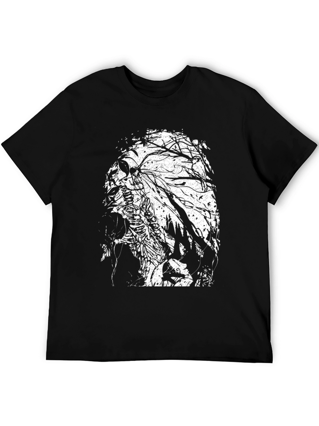 Skull & Tree Branch Graphic Black T-Shirt
