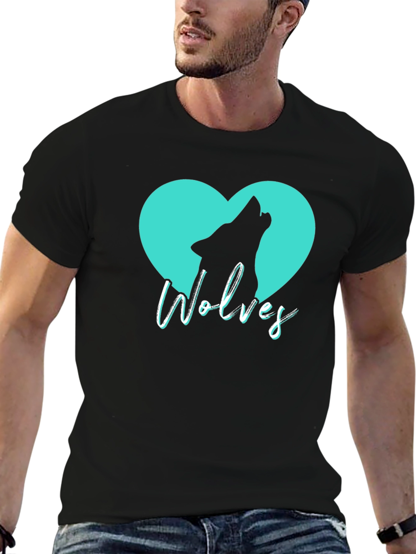 Wolves Heart T-Shirt - Black