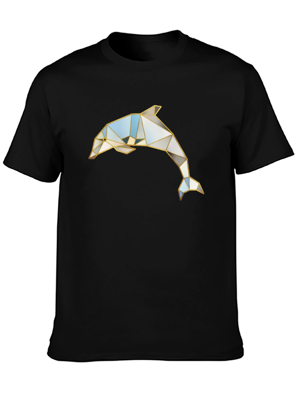 Geometric Dolphin Graphic Black T-Shirt