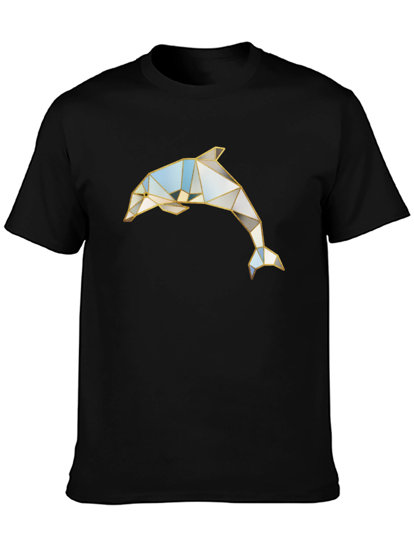 Geometric Dolphin Graphic Black T-Shirt