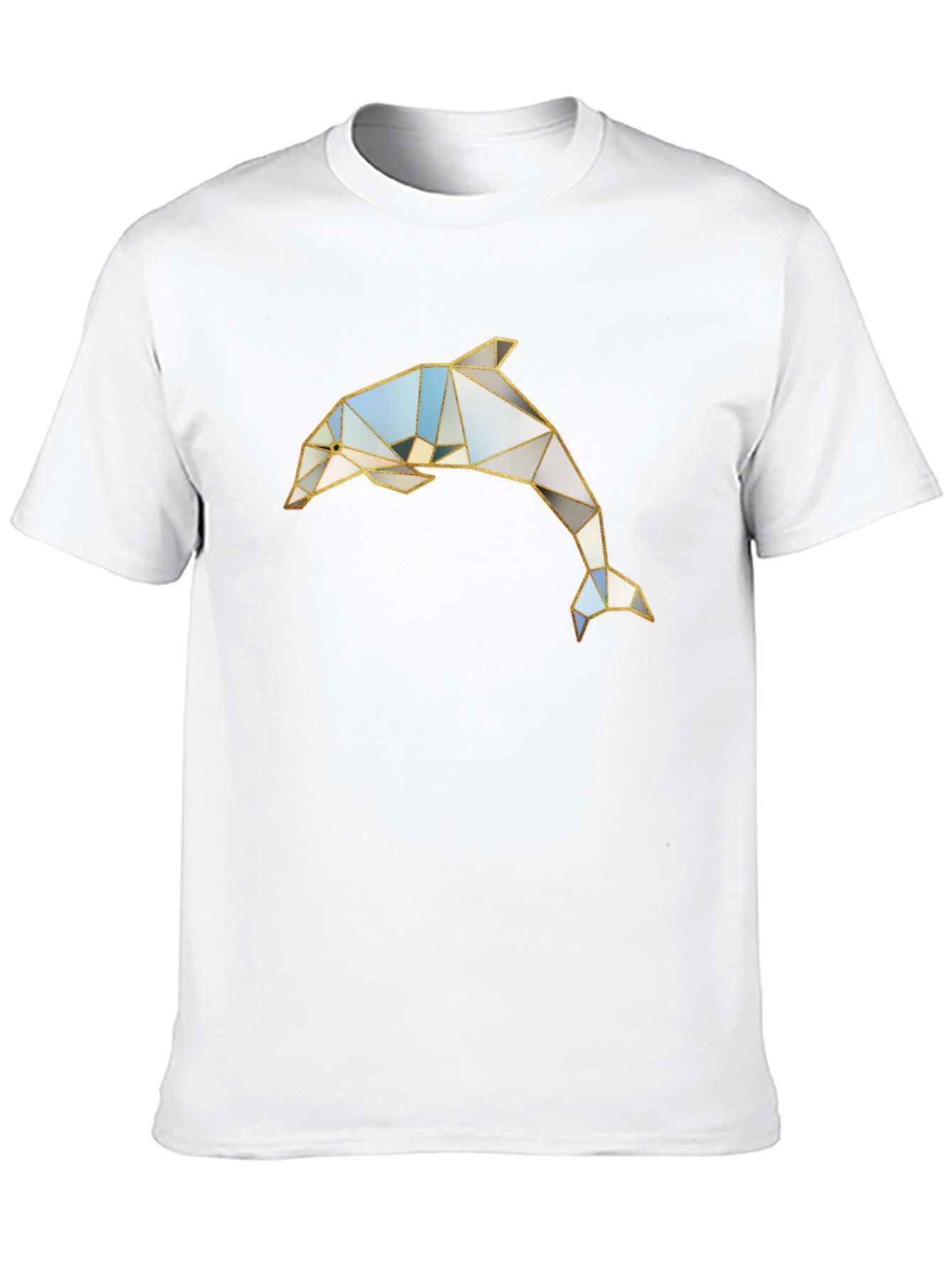 Geometric Dolphin Graphic Black T-Shirt