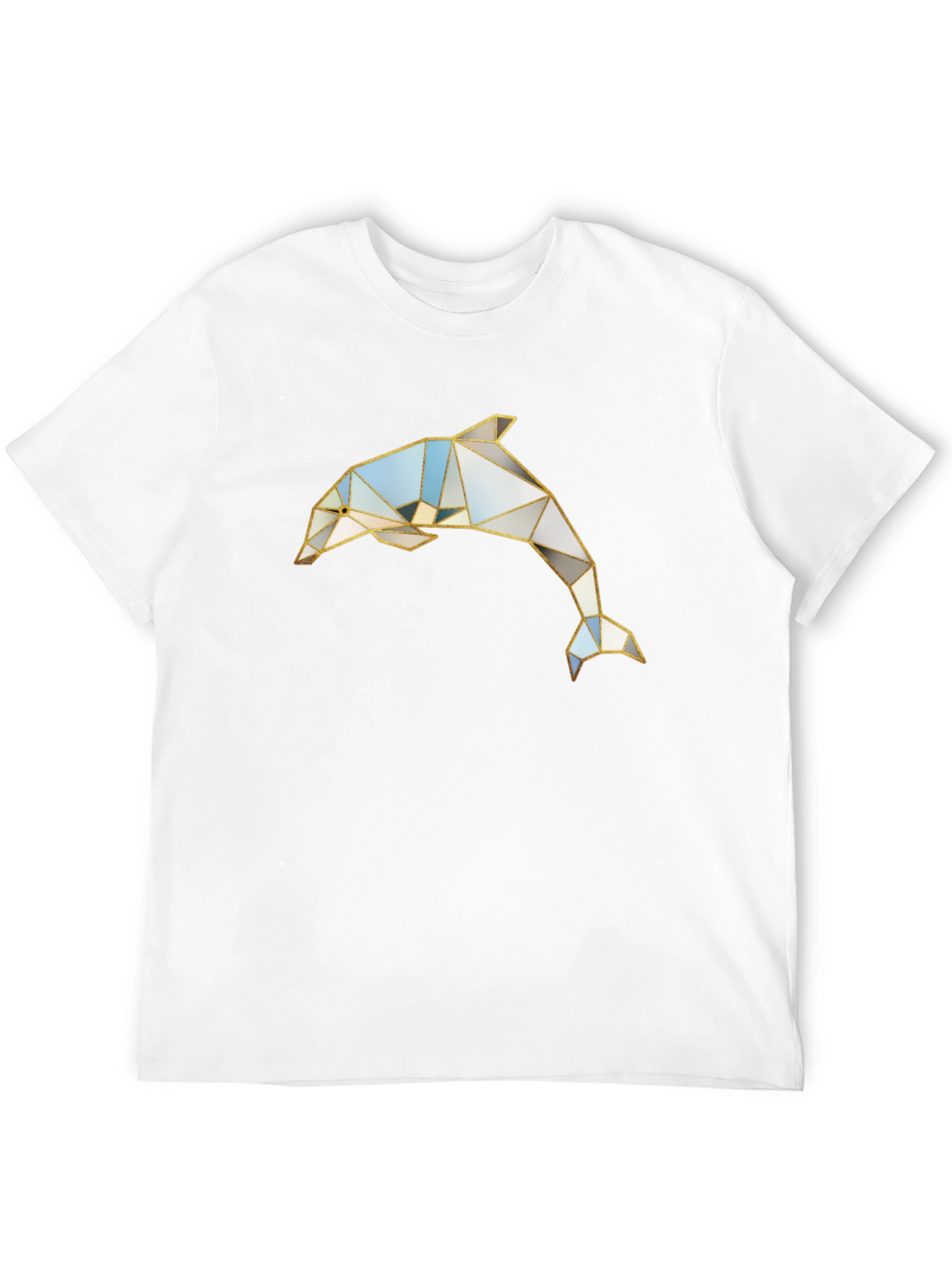 Geometric Dolphin Graphic Black T-Shirt