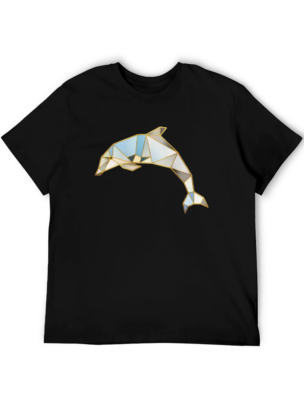 Geometric Dolphin Graphic Black T-Shirt