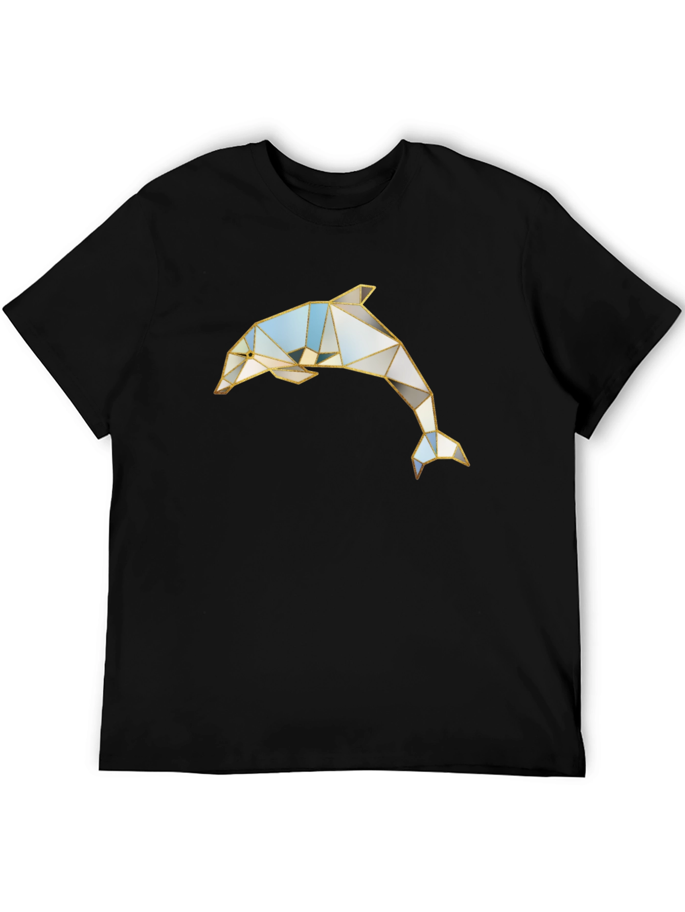 Geometric Dolphin Graphic Black T-Shirt