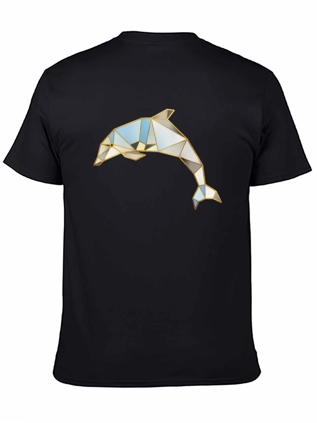 Geometric Dolphin Graphic Black T-Shirt