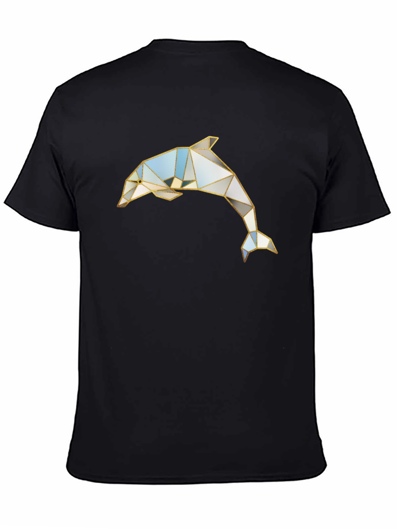 Geometric Dolphin Graphic Black T-Shirt