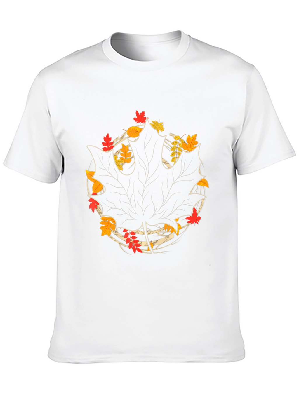 Autumn Leaf Graphic Tee - Black Cotton Casual Shirt