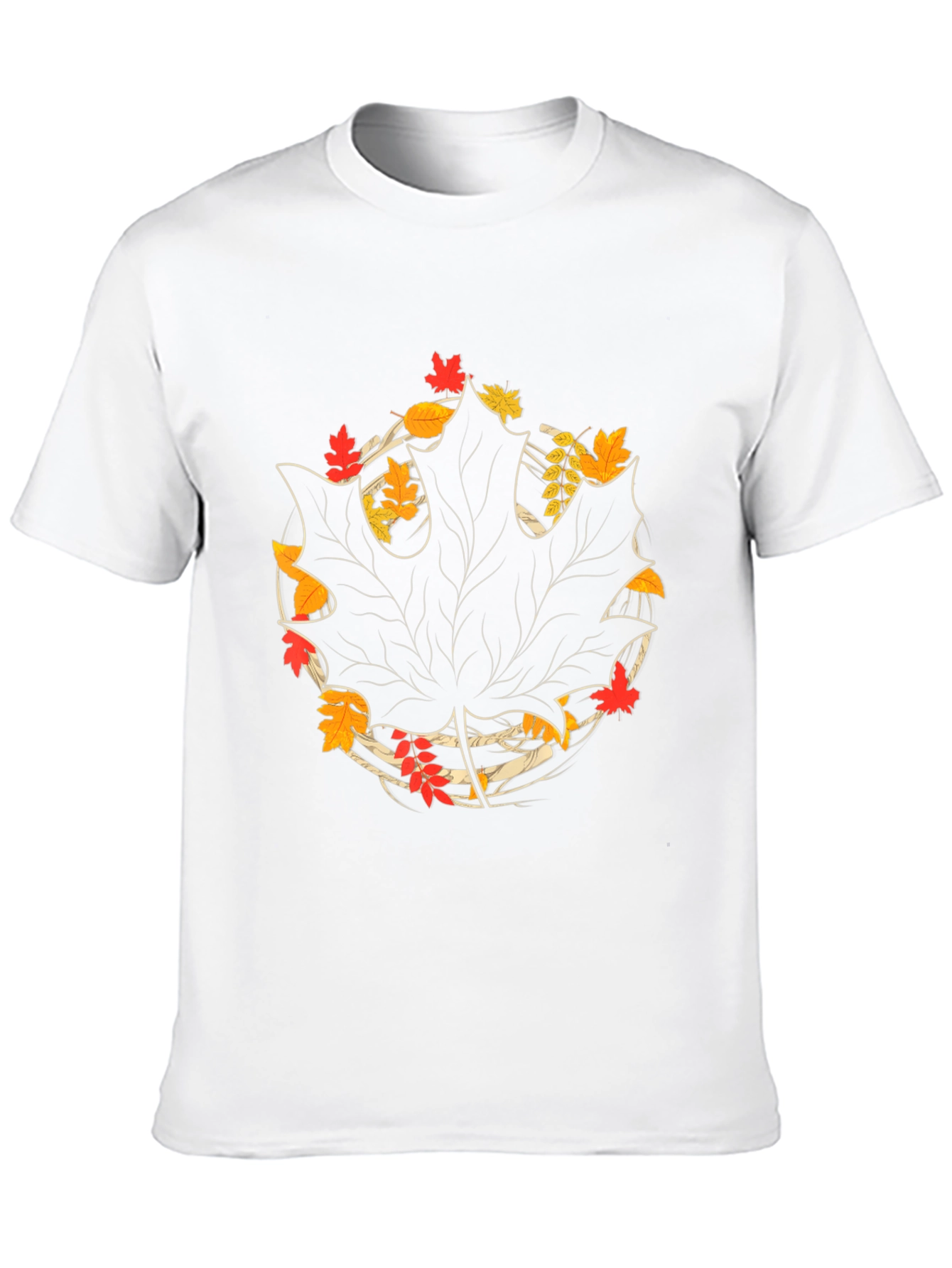 Autumn Leaf Graphic Tee - Black Cotton Casual Shirt