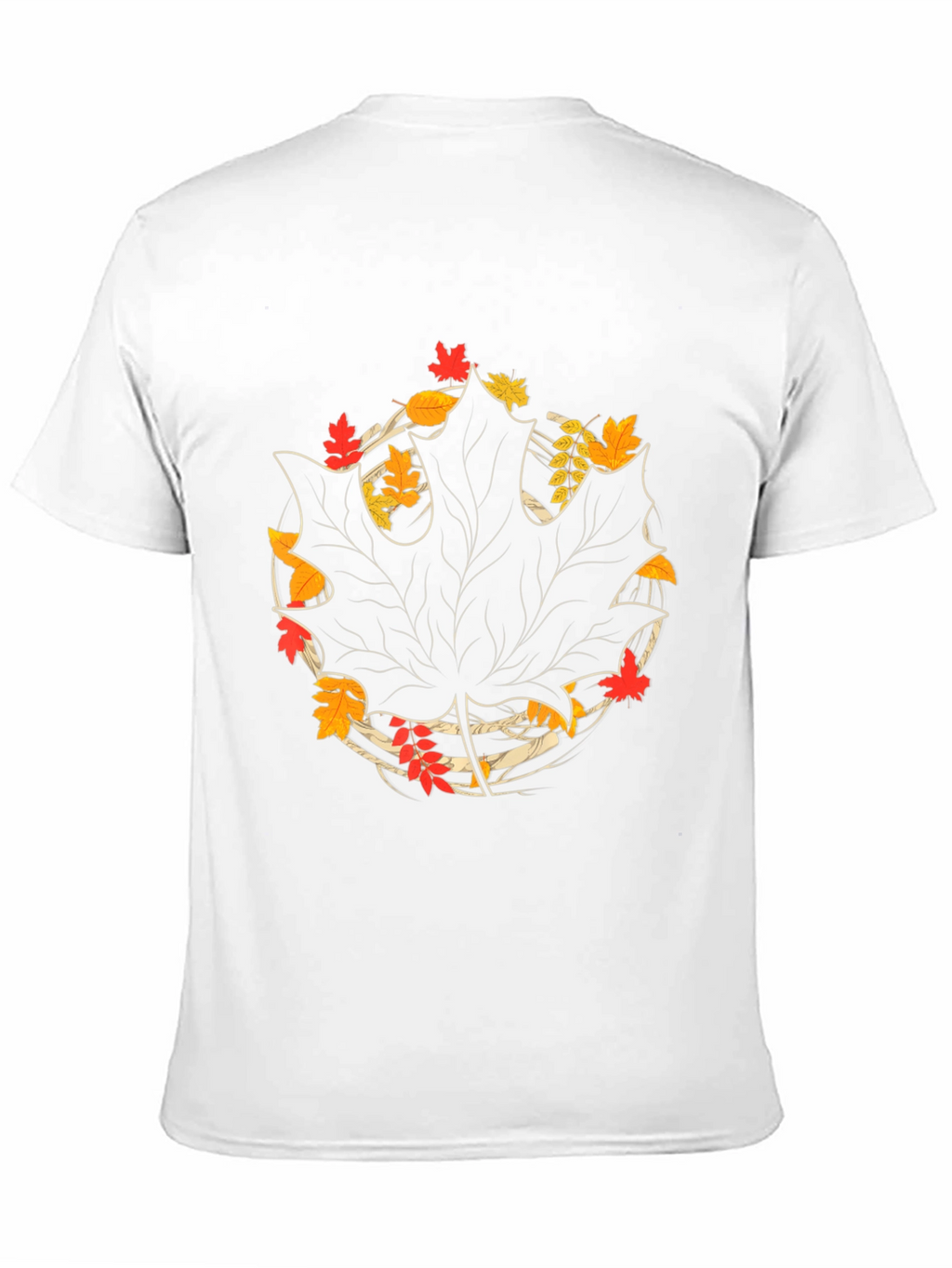 Autumn Leaf Graphic Tee - Black Cotton Casual Shirt