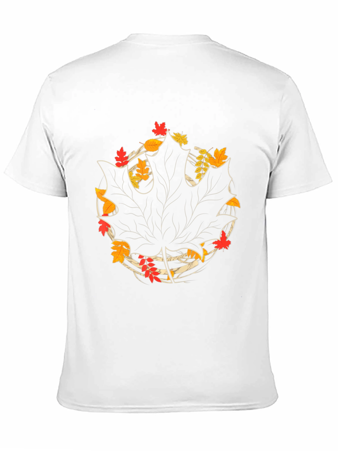 Autumn Leaf Graphic Tee - Black Cotton Casual Shirt