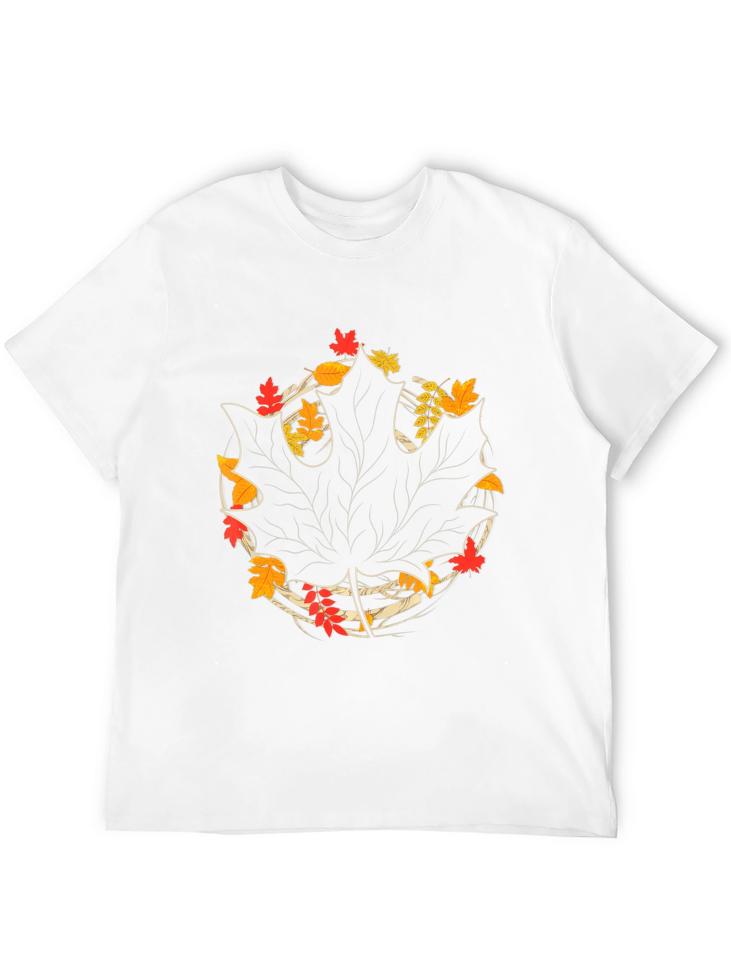 Autumn Leaf Graphic Tee - Black Cotton Casual Shirt