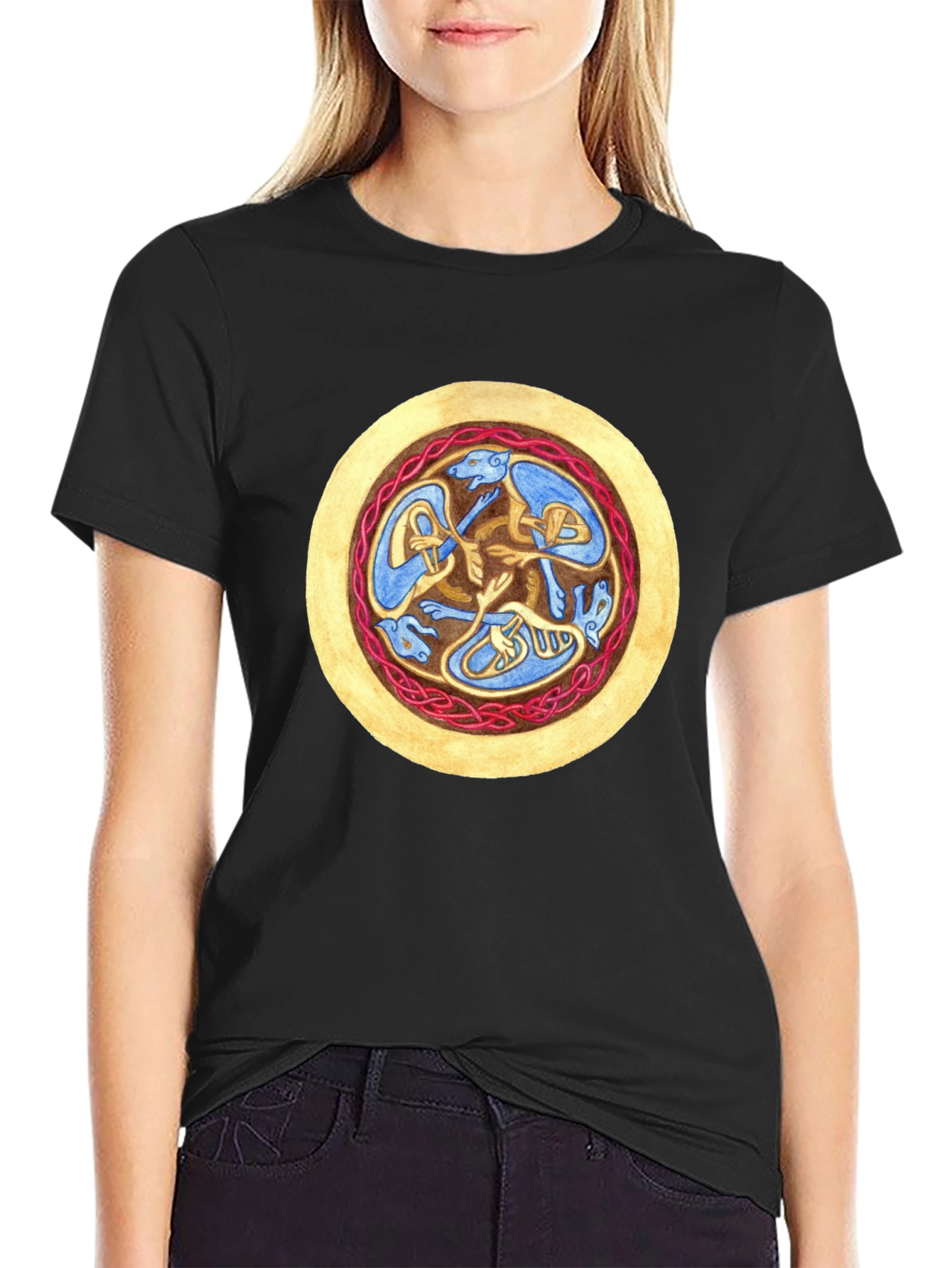 Celtic Hound Circle Black T-Shirt