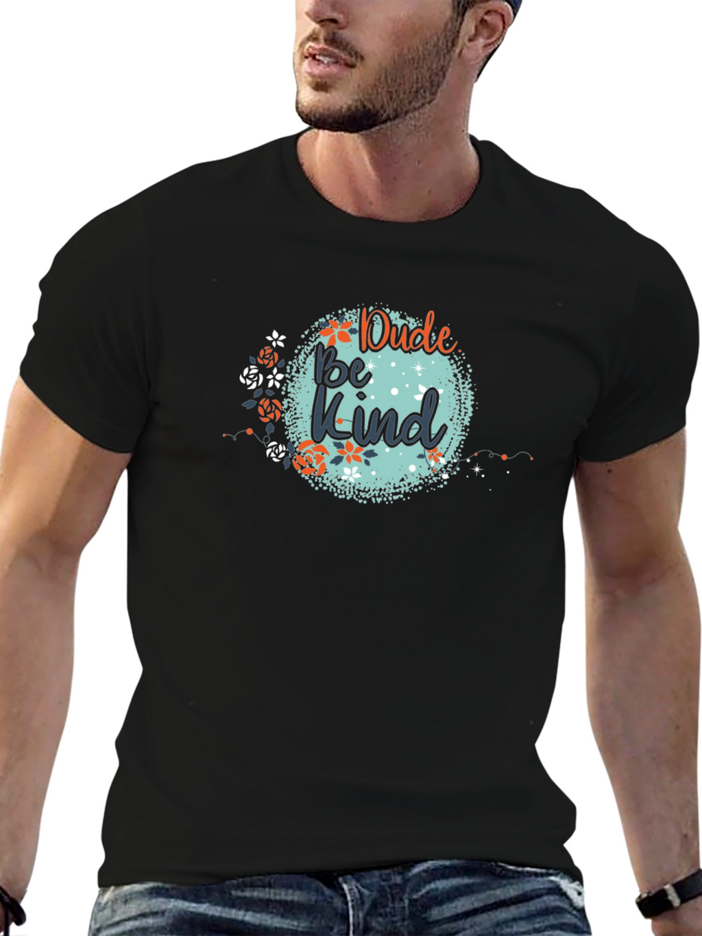 Dude Be Kind Graphic Tee - Black Cotton T-Shirt