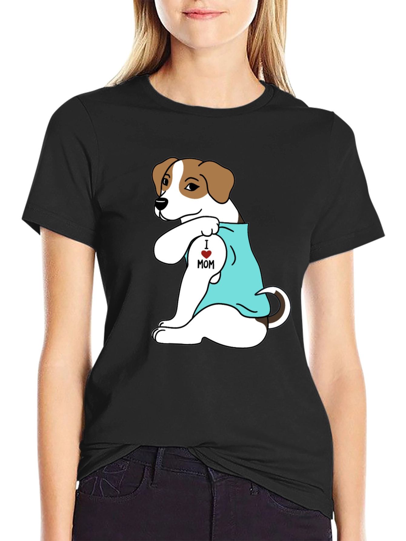 Dog Mom Tattoo T-Shirt - Black Cotton Tee