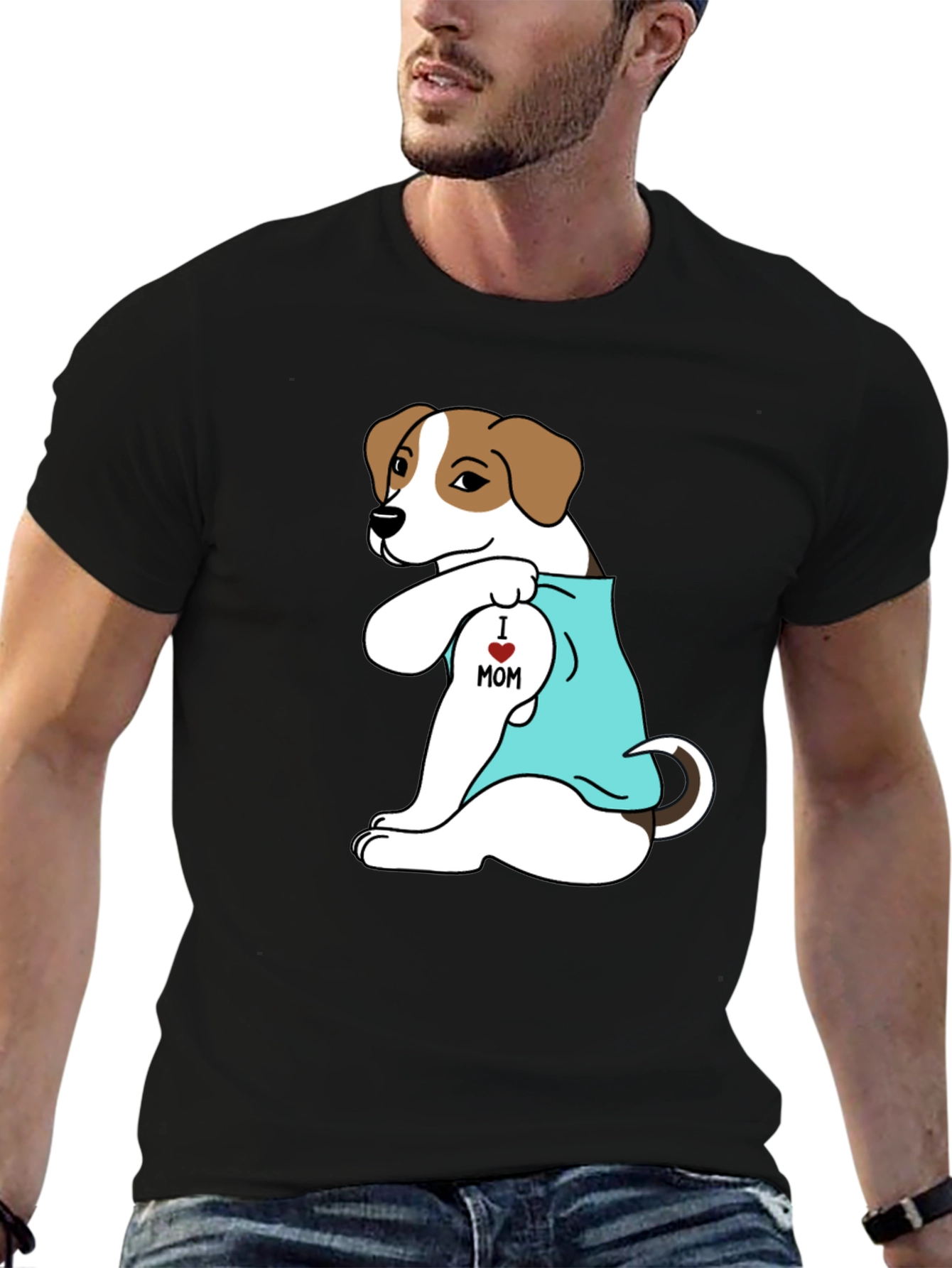 Dog Mom Tattoo T-Shirt - Black Cotton Tee
