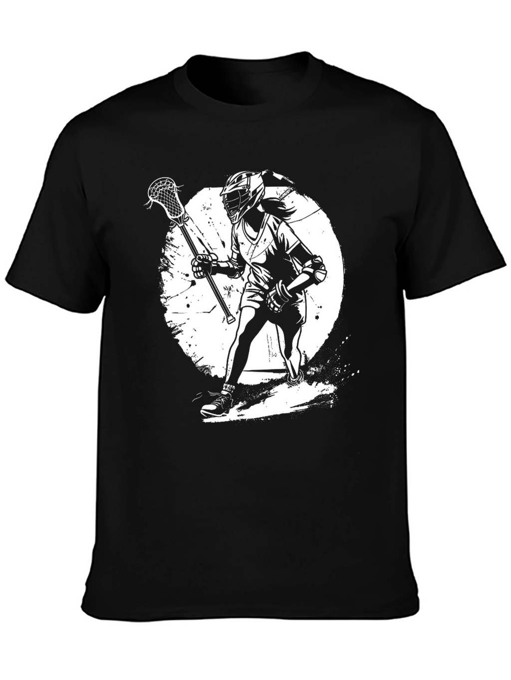 Lacrosse Player Graphic T-Shirt - Black