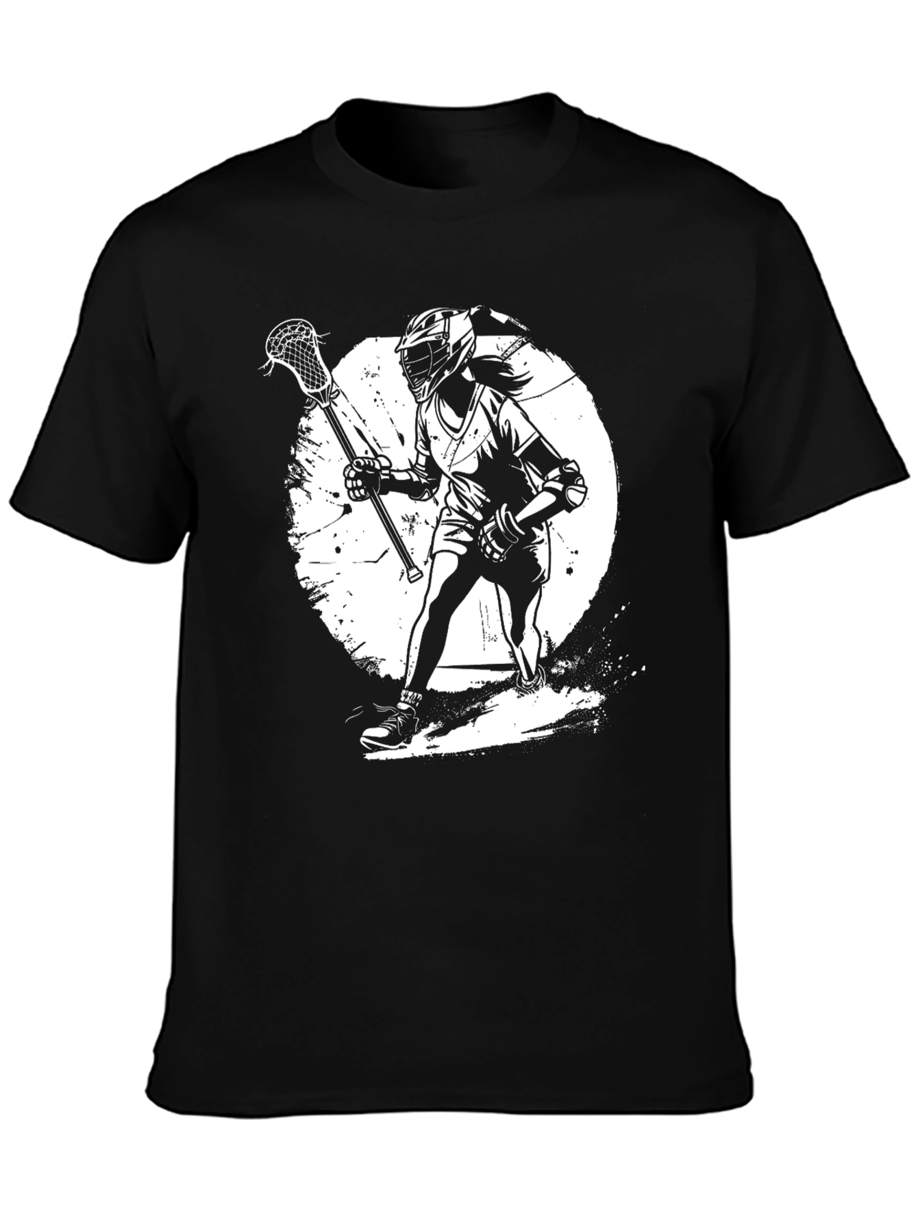 Lacrosse Player Graphic T-Shirt - Black