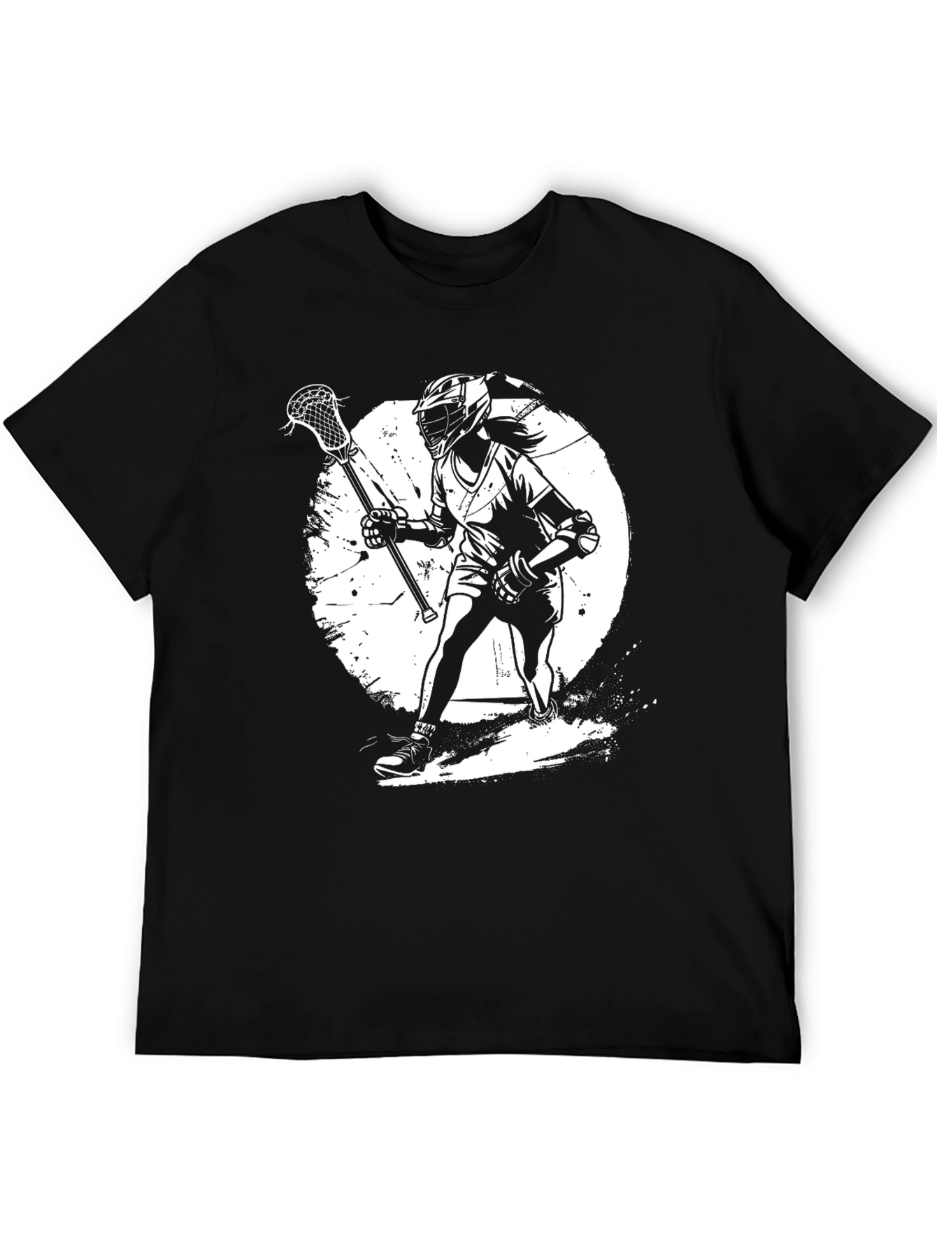 Lacrosse Player Graphic T-Shirt - Black