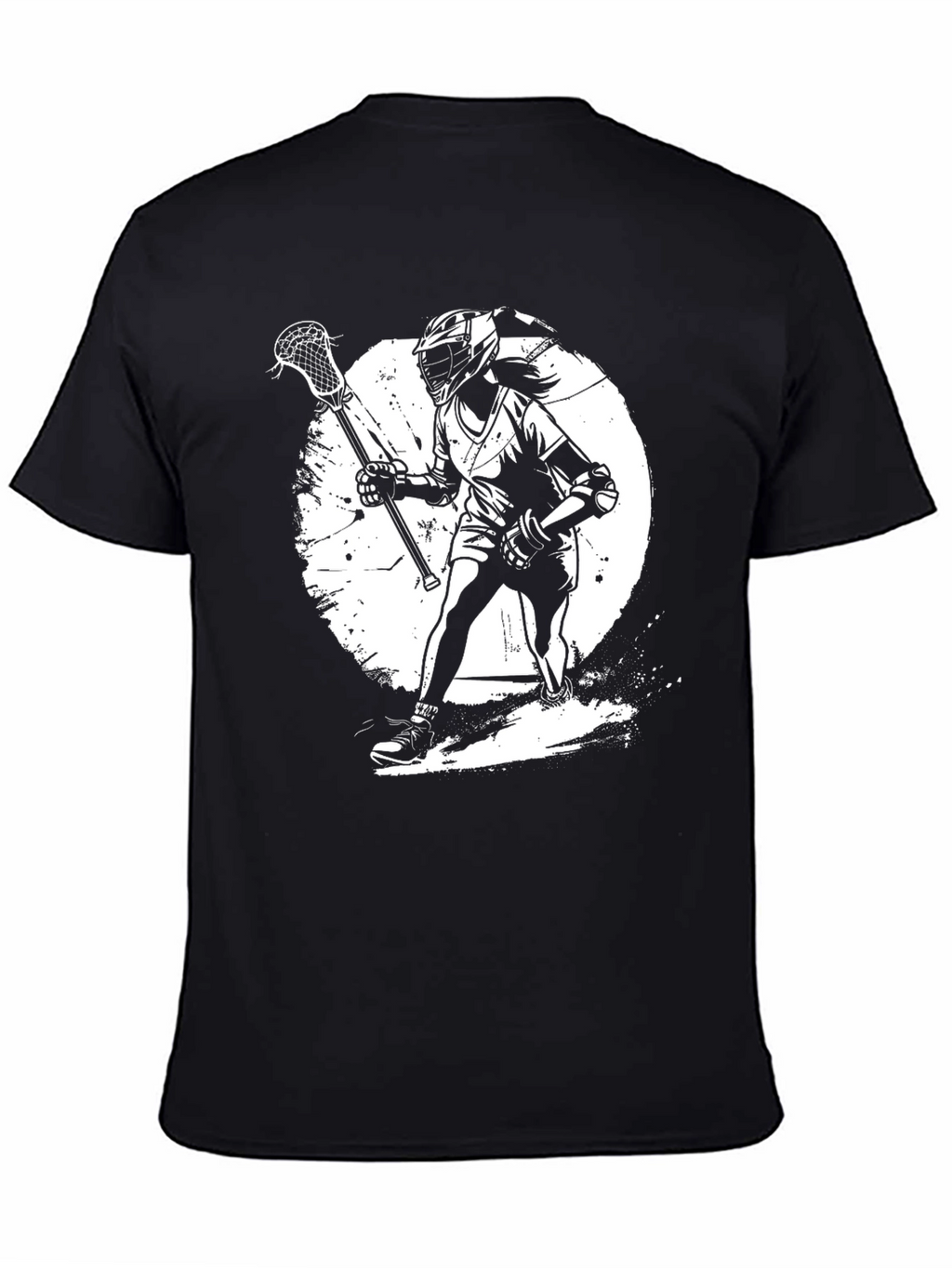 Lacrosse Player Graphic T-Shirt - Black