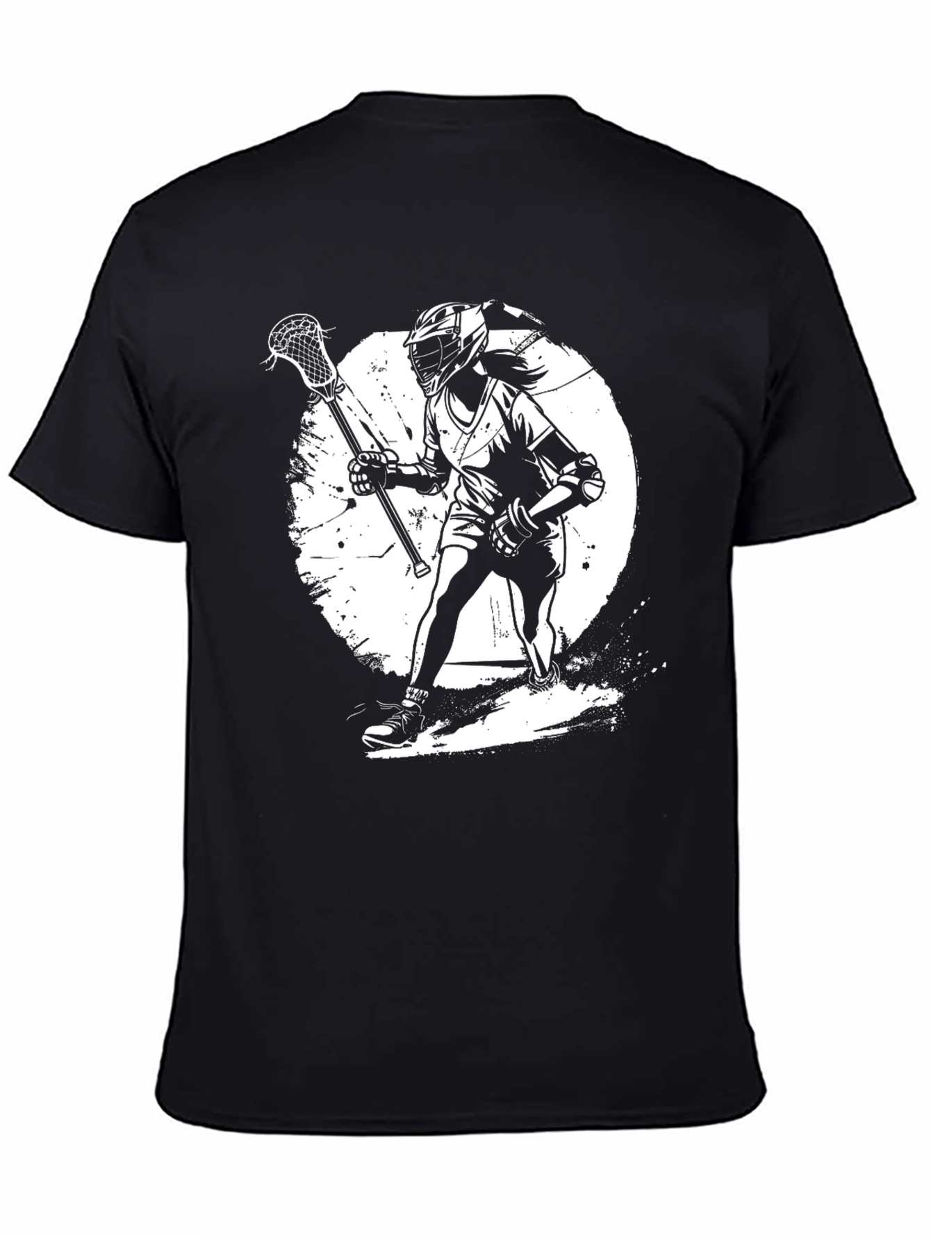 Lacrosse Player Graphic T-Shirt - Black