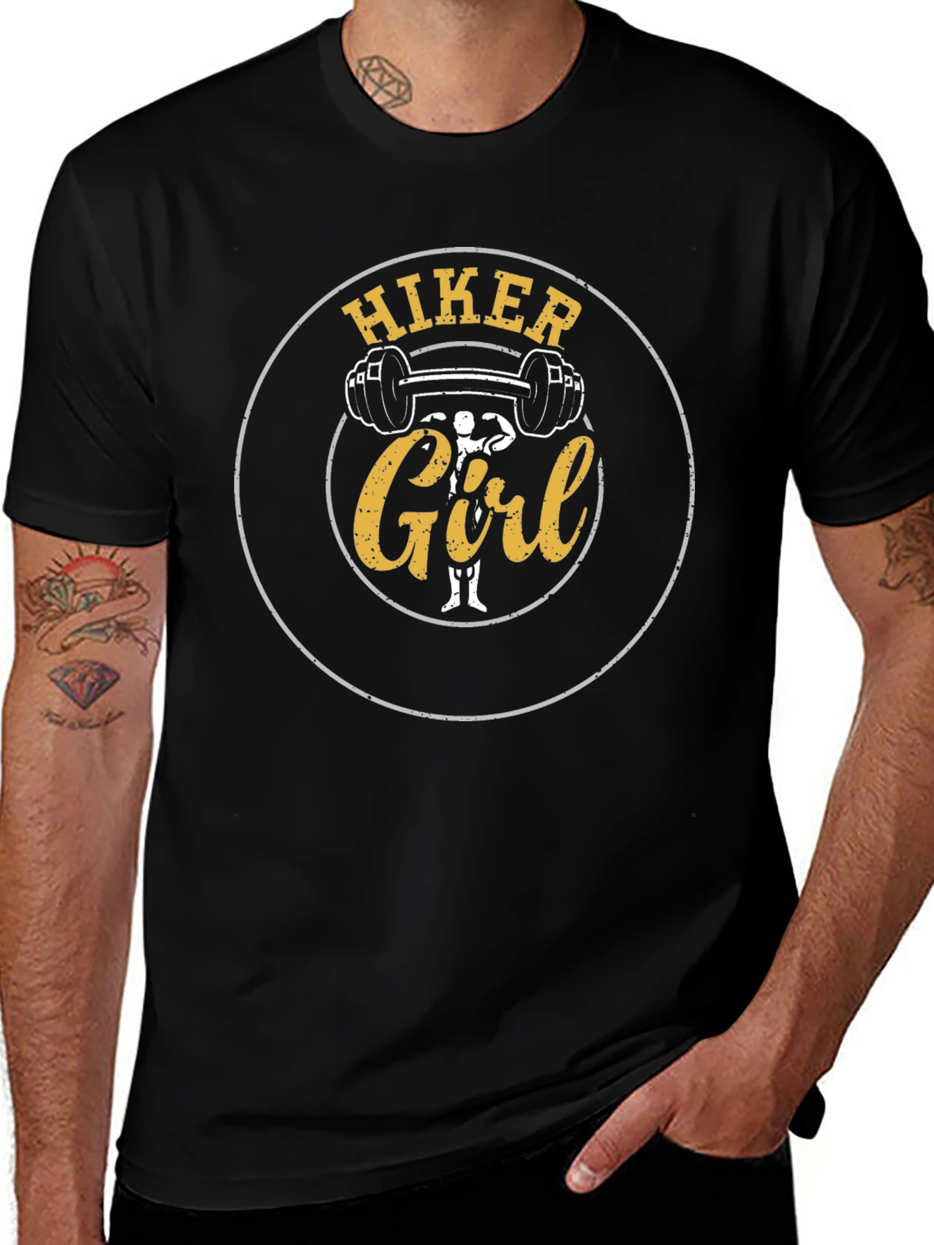Hiker Girl Weightlifting T-Shirt - Black