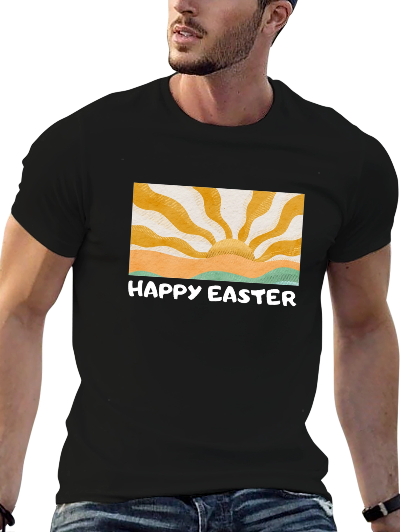 Happy Easter Graphic Tee - Retro Sunrise Design