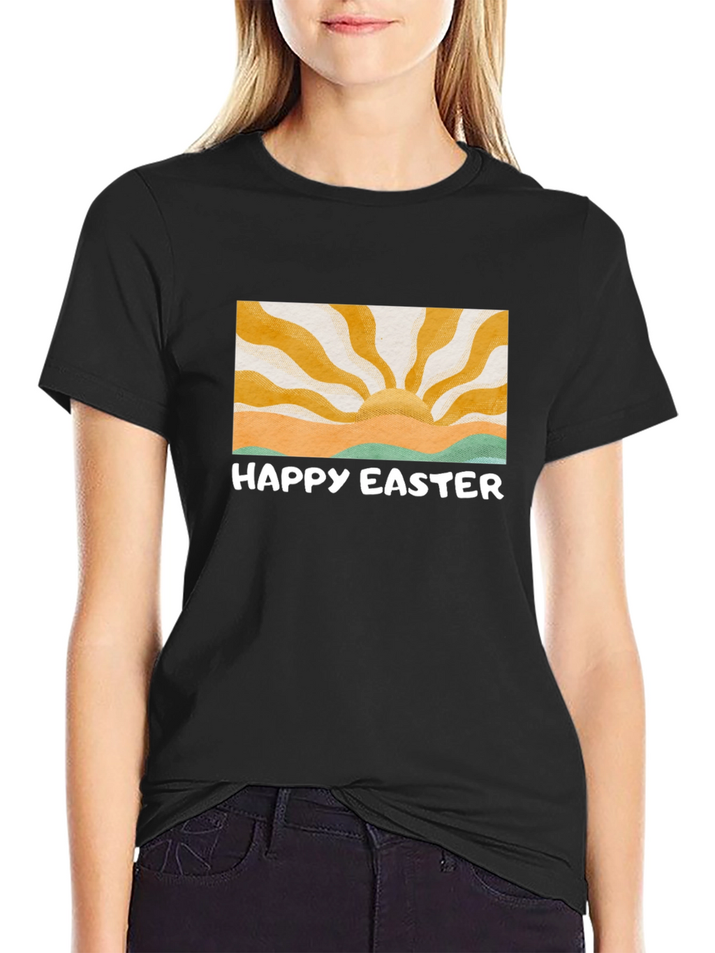 Happy Easter Graphic Tee - Retro Sunrise Design