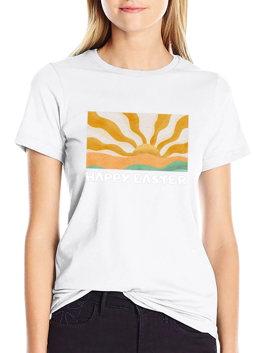 Happy Easter Graphic Tee - Retro Sunrise Design