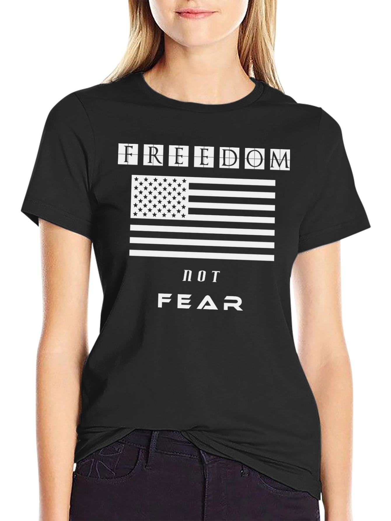 Freedom Not Fear American Flag Graphic T-Shirt