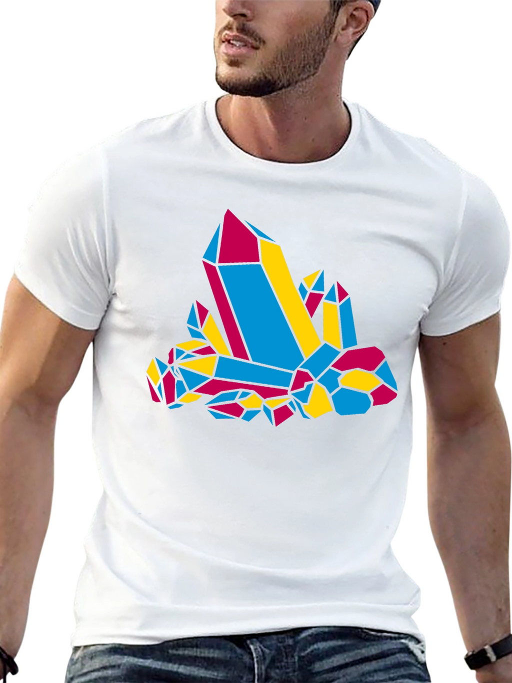 Geometric Crystal Graphic Tee - Black