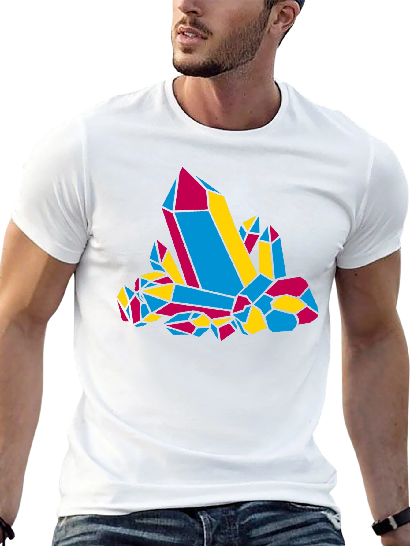 Geometric Crystal Graphic Tee - Black